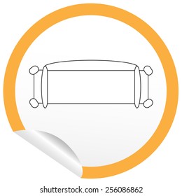 Flat sofa icon on sticker for floor plan outline. Line editable EPS10 vector furniture illustration. View from above