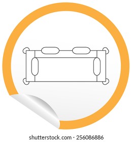 Flat sofa icon on sticker for floor plan outline. Line editable EPS10 vector furniture illustration. View from above