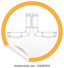 Flat sofa icon on sticker for floor plan outline. Line editable EPS10 vector furniture illustration. View from above