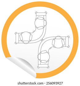 Flat sofa icon on sticker for floor plan outline. Line editable EPS10 vector furniture illustration. View from above
