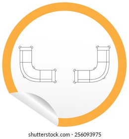 Flat sofa icon on sticker for floor plan outline. Line editable EPS10 vector furniture illustration. View from above