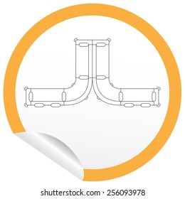 Flat sofa icon on sticker for floor plan outline. Line editable EPS10 vector furniture illustration. View from above