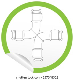 Flat sofa icon on sticker for floor plan outline. Line editable EPS10 vector furniture illustration. View from above