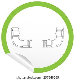 Flat sofa icon on sticker for floor plan outline. Line editable EPS10 vector furniture illustration. View from above