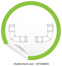 Flat sofa icon on sticker for floor plan outline. Line editable EPS10 vector furniture illustration. View from above