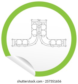 Flat sofa icon on sticker for floor plan outline. Line editable EPS10 vector furniture illustration. View from above