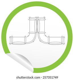 Flat sofa icon on sticker for floor plan outline. Line editable EPS10 vector furniture illustration. View from above
