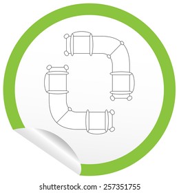 Flat sofa icon on sticker for floor plan outline. Line editable EPS10 vector furniture illustration. View from above