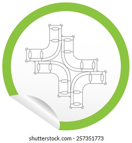 Flat sofa icon on sticker for floor plan outline. Line editable EPS10 vector furniture illustration. View from above