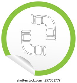 Flat sofa icon on sticker for floor plan outline. Line editable EPS10 vector furniture illustration. View from above