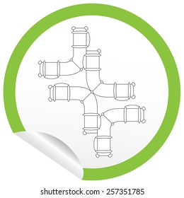 Flat sofa icon on sticker for floor plan outline. Line editable EPS10 vector furniture illustration. View from above