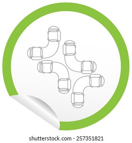 Flat sofa icon on sticker for floor plan outline. Line editable EPS10 vector furniture illustration. View from above