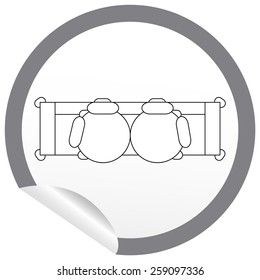 Flat sofa icon on sticker for floor plan outline. Line editable EPS10 vector furniture illustration. View from above