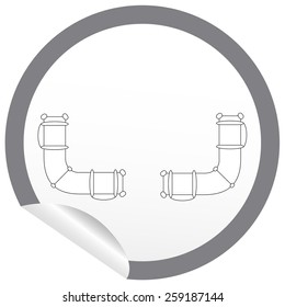 Flat sofa icon on sticker for floor plan outline. Line editable EPS10 vector furniture illustration. View from above