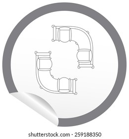 Flat sofa icon on sticker for floor plan outline. Line editable EPS10 vector furniture illustration. View from above