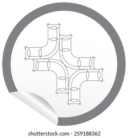 Flat sofa icon on sticker for floor plan outline. Line editable EPS10 vector furniture illustration. View from above