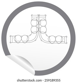 Flat sofa icon on sticker for floor plan outline. Line editable EPS10 vector furniture illustration. View from above