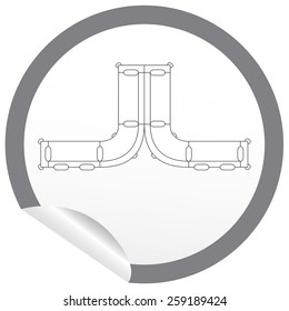 Flat sofa icon on sticker for floor plan outline. Line editable EPS10 vector furniture illustration. View from above