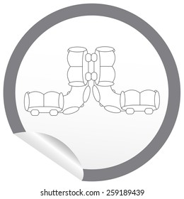 Flat sofa icon on sticker for floor plan outline. Line editable EPS10 vector furniture illustration. View from above