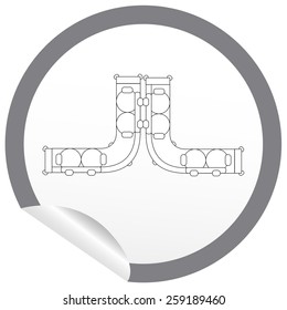 Flat sofa icon on sticker for floor plan outline. Line editable EPS10 vector furniture illustration. View from above