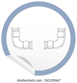 Flat sofa icon on sticker for floor plan outline. Line editable EPS10 vector furniture illustration. View from above