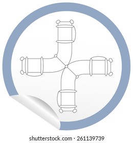 Flat sofa icon on sticker for floor plan outline. Line editable EPS10 vector furniture illustration. View from above