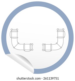 Flat sofa icon on sticker for floor plan outline. Line editable EPS10 vector furniture illustration. View from above