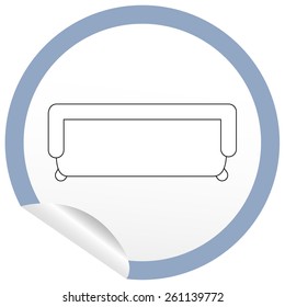Flat sofa icon on sticker for floor plan outline. Line editable EPS10 vector furniture illustration. View from above