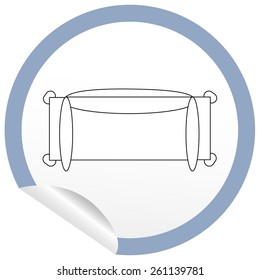 Flat sofa icon on sticker for floor plan outline. Line editable EPS10 vector furniture illustration. View from above