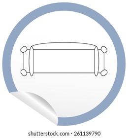 Flat sofa icon on sticker for floor plan outline. Line editable EPS10 vector furniture illustration. View from above