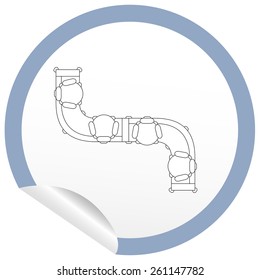 Flat sofa icon on sticker for floor plan outline. Line editable EPS10 vector furniture illustration. View from above
