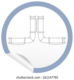 Flat sofa icon on sticker for floor plan outline. Line editable EPS10 vector furniture illustration. View from above