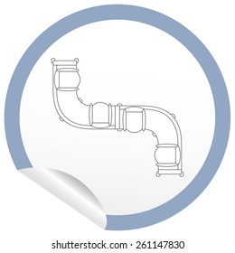 Flat sofa icon on sticker for floor plan outline. Line editable EPS10 vector furniture illustration. View from above