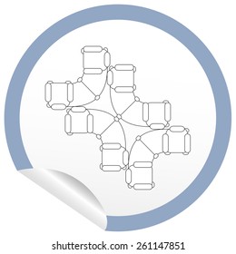 Flat sofa icon on sticker for floor plan outline. Line editable EPS10 vector furniture illustration. View from above
