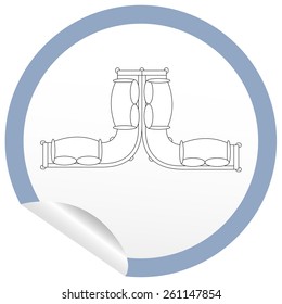 Flat sofa icon on sticker for floor plan outline. Line editable EPS10 vector furniture illustration. View from above