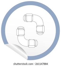 Flat sofa icon on sticker for floor plan outline. Line editable EPS10 vector furniture illustration. View from above
