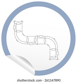 Flat sofa icon on sticker for floor plan outline. Line editable EPS10 vector furniture illustration. View from above