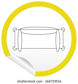Flat sofa icon on sticker for floor plan outline. Line editable EPS10 vector furniture illustration. View from above