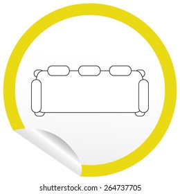 Flat sofa icon on sticker for floor plan outline. Line editable EPS10 vector furniture illustration. View from above