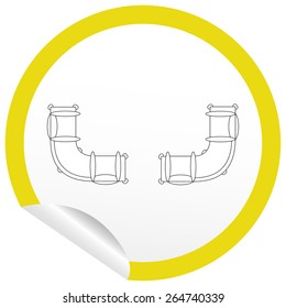 Flat sofa icon on sticker for floor plan outline. Line editable EPS10 vector furniture illustration. View from above