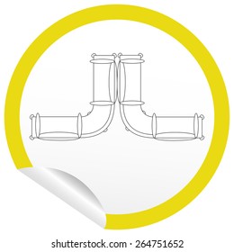 Flat sofa icon on sticker for floor plan outline. Line editable EPS10 vector furniture illustration. View from above