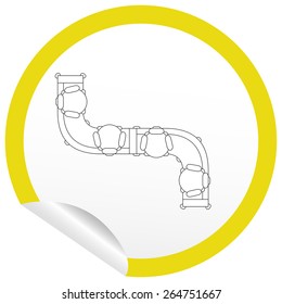Flat sofa icon on sticker for floor plan outline. Line editable EPS10 vector furniture illustration. View from above