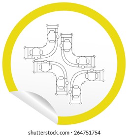 Flat sofa icon on sticker for floor plan outline. Line editable EPS10 vector furniture illustration. View from above
