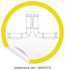 Flat sofa icon on sticker for floor plan outline. Line editable EPS10 vector furniture illustration. View from above