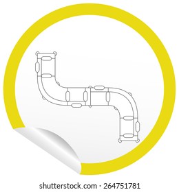 Flat sofa icon on sticker for floor plan outline. Line editable EPS10 vector furniture illustration. View from above