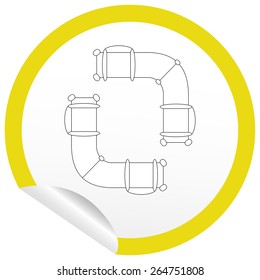 Flat sofa icon on sticker for floor plan outline. Line editable EPS10 vector furniture illustration. View from above