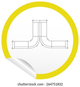 Flat sofa icon on sticker for floor plan outline. Line editable EPS10 vector furniture illustration. View from above