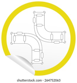 Flat sofa icon on sticker for floor plan outline. Line editable EPS10 vector furniture illustration. View from above