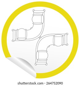Flat sofa icon on sticker for floor plan outline. Line editable EPS10 vector furniture illustration. View from above