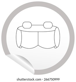 Flat sofa icon on sticker for floor plan outline. Line editable EPS10 vector furniture illustration. View from above